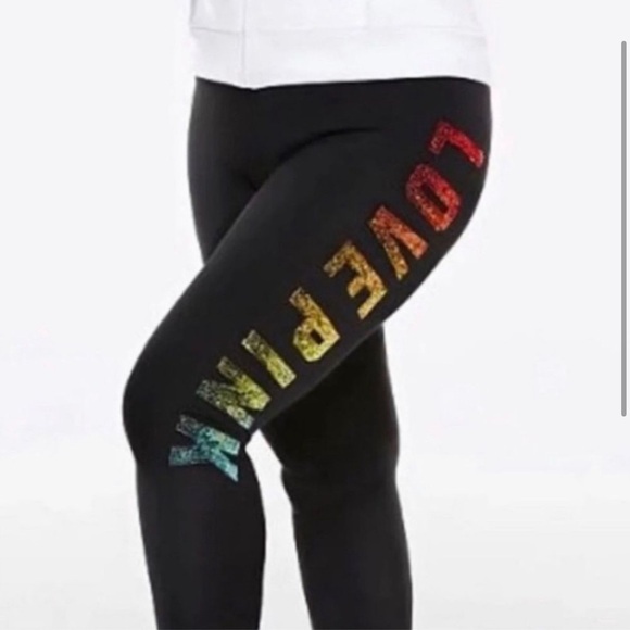 PINK Victoria's Secret bling rainbow ombré leggings NWT M - Picture 2 of 6